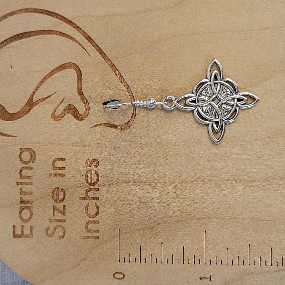 Silver Celtic Witch's Knot Earrings - Picture 4 of 5